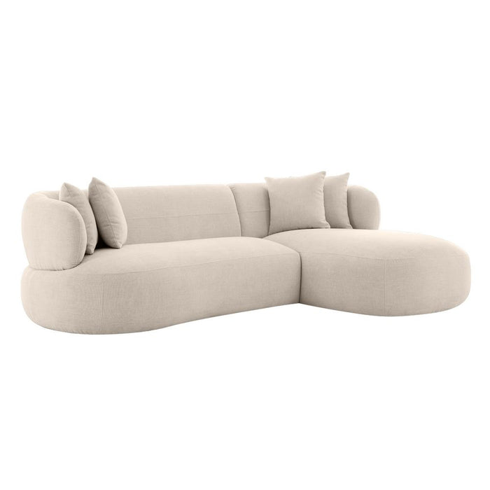 Greenwich Polyester 3 Seater Sofa With Right Chaise Natural Chenille - B33509