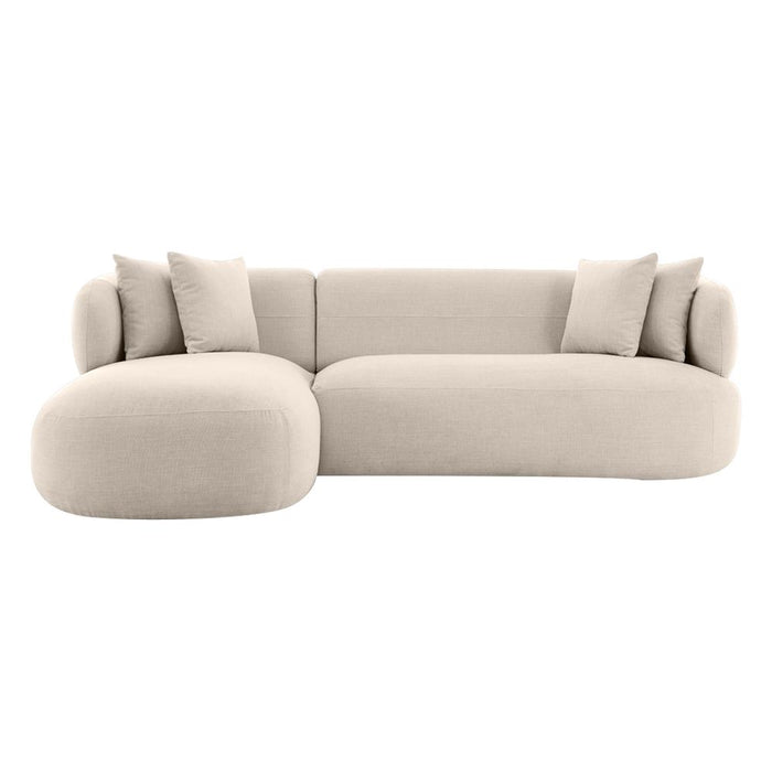 Greenwich Polyester 3 Seater Sofa With Left Chaise Natural Chenille - B33506