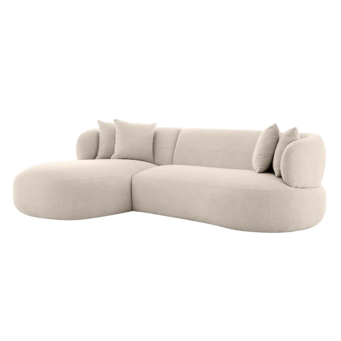 Greenwich Polyester 3 Seater Sofa With Left Chaise Natural Chenille - B33506