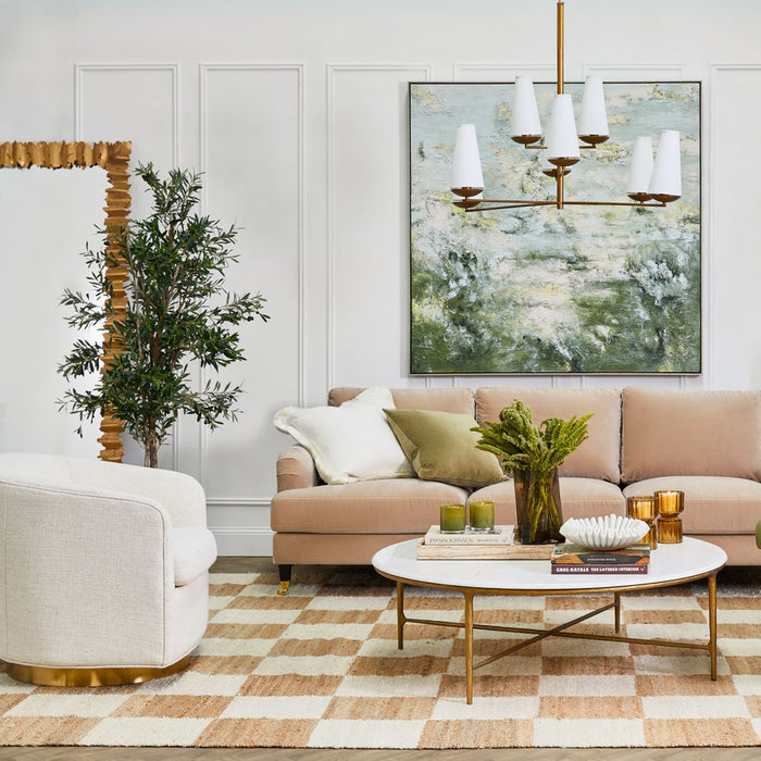 Aerin 3 Seater Sofa Taupe & Brass - 33082