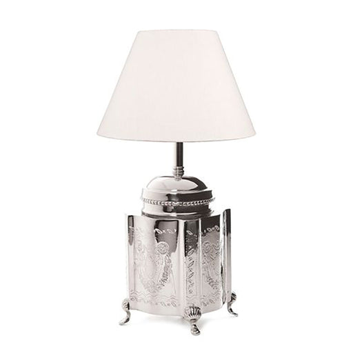Buy Table Lamps Australia Kensington 1 Light Table Lamp Base Only Shiny Nickel - Engraved Tea Caddy  - ELANK29240SN