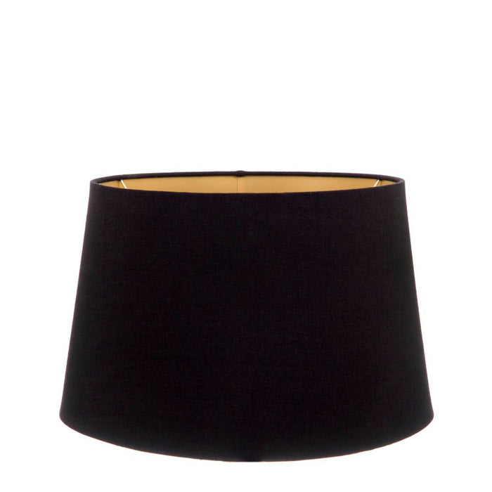 Buy Lamp Shades Australia Large Drum Lamp Shade (16x14x10 H) - Black with Gold Lining - Linen Lamp Shade - ELSZ161410BLKGLDEU