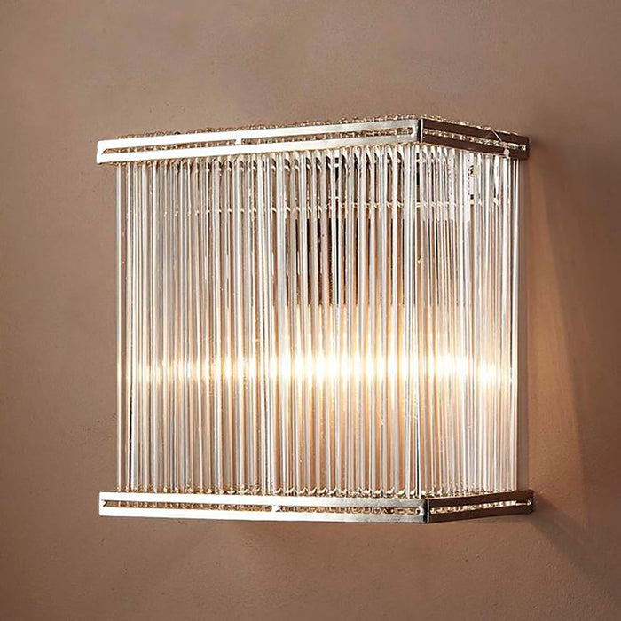 Buy Wall Sconce Australia Verre Rectangular Glass Wall Light Nickel - ELJE13654