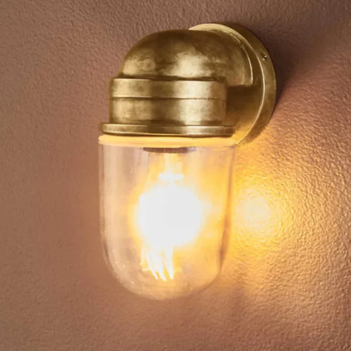 Buy Exterior Wall Lights Australia Nautical Exterior Wall Light Brass Glass - ELPIM51505AB