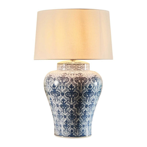 Buy Table Lamps Australia Churchill Glazed Motif Ceramic Urn Table Lamp Base Only - Blue/White - ELJC10539