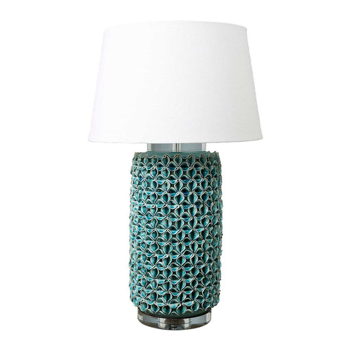 Buy Table Lamps Australia Wynberg Glazed Ceramic and Acrylic Cylinder Table Lamp Base Only - Turquoise - ELJC10150GRN
