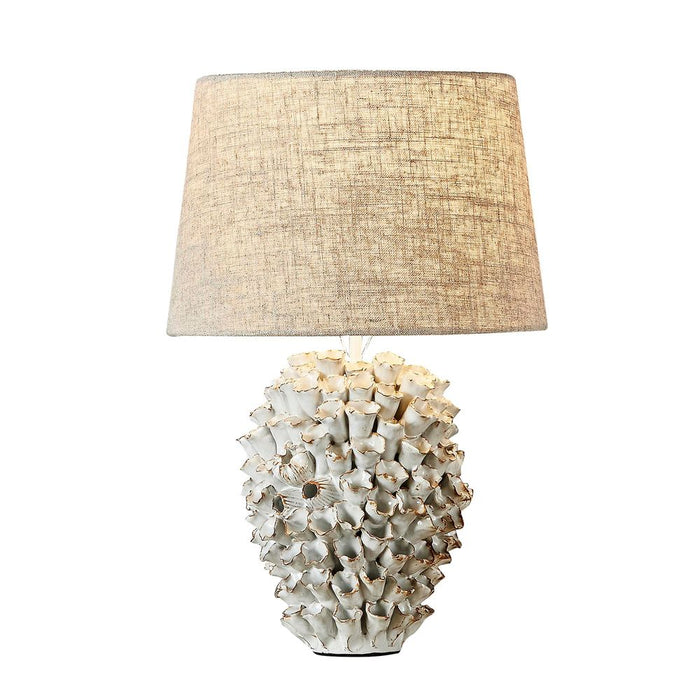 Buy Table Lamps Australia Londolozi Glazed Coral Ceramic Table Lamp with White Cylinder Shade - ELTIQ102681