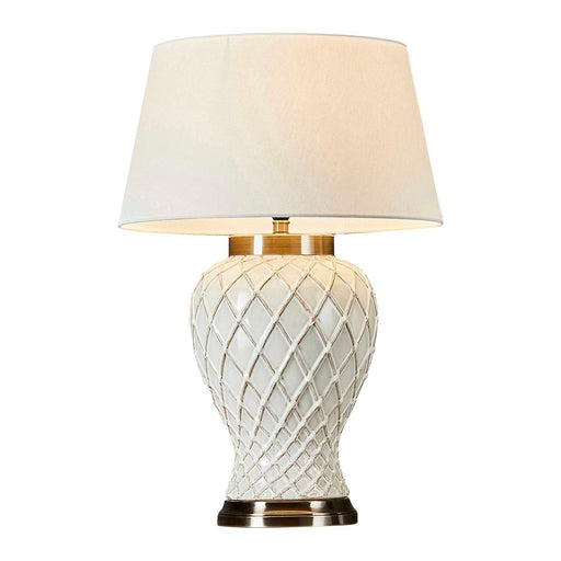 Buy Table Lamps Australia Berkley Ceramic and Metal Table Lamp Base Only - Ivory Patterned Glazed  - ELJC10043