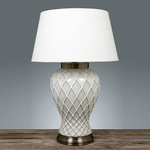 Buy Table Lamps Australia Berkley Ceramic and Metal Table Lamp Base Only - Ivory Patterned Glazed  - ELJC10043