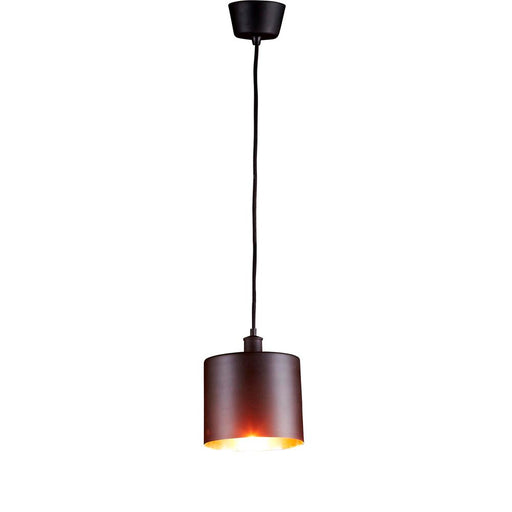 Buy Pendant Lights Australia Portofino Large 1 Light Metal Drum Pendant Matt Black, Copper - ELPRFT34BLKCOP