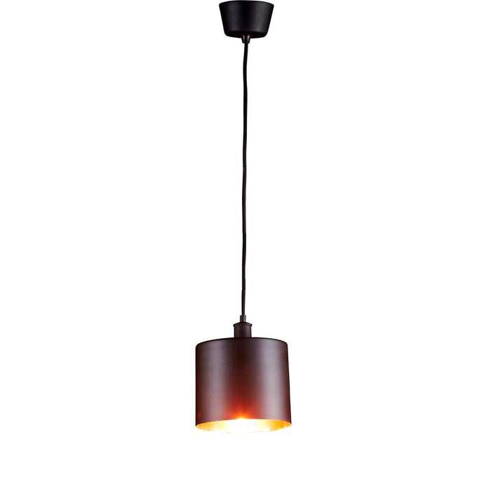 Buy Pendant Lights Australia Portofino Medium 1 Light Metal Drum Pendant Matt Black, Copper - ELPRTF23BLKCOP