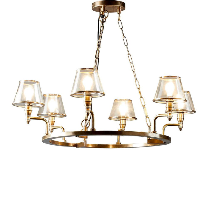 Buy Chandeliers Australia Sienna 6 Light Glass Chandelier Brass - ELPIM30578AB