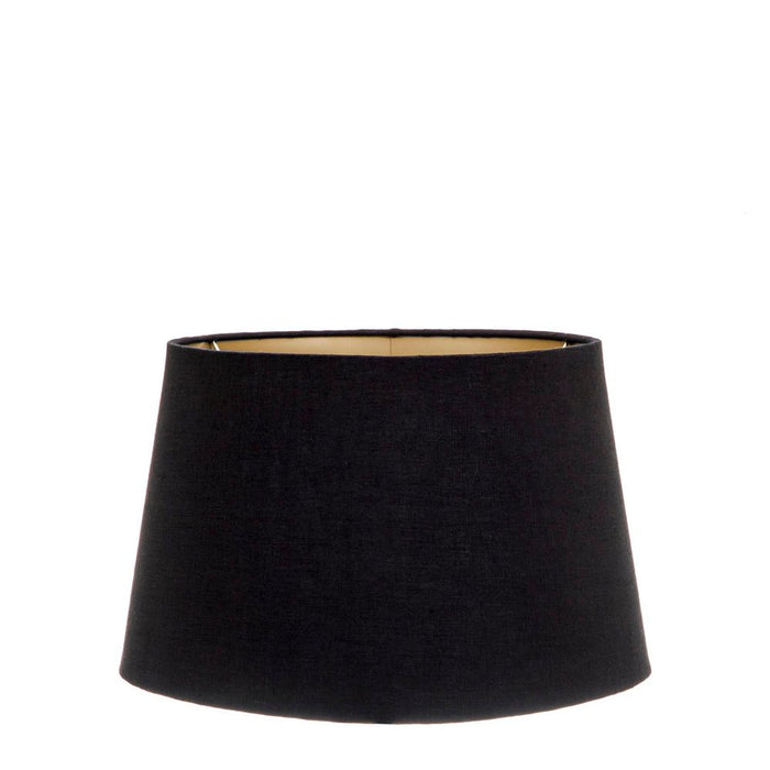 Buy Lamp Shades Australia Medium Drum Lamp Shade (14x12x9.5 H) - Black with Gold Lining - Linen Lamp Shade - ELSZ141295BLKGLDEU