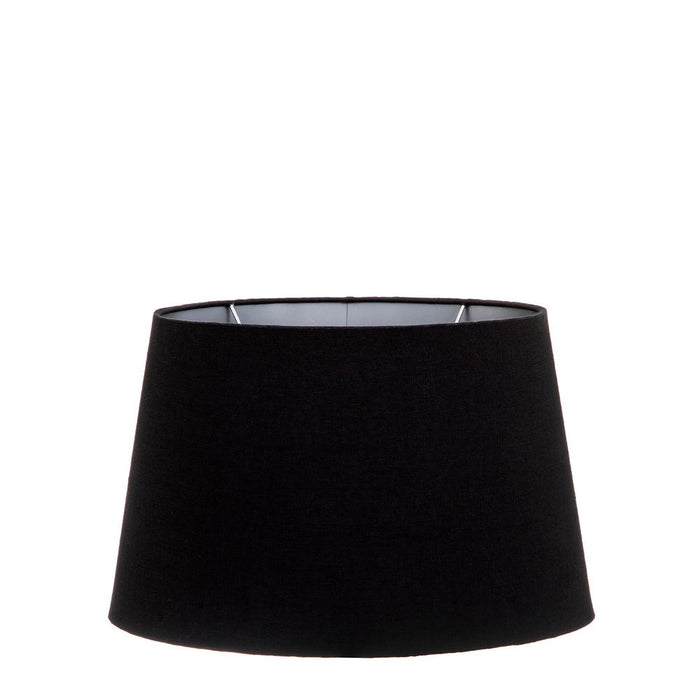 Buy Lamp Shades Australia Medium Oval Lamp Shade (14x9 x 11x6 x9 H) - Black with Silver Lining - Linen Lamp Shade - ELSZOVAL14BLKSILEU