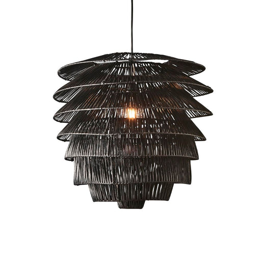 Buy Pendant Lights Australia Saba Rattan 1 Light Pendant Black - ELDOM001BLK