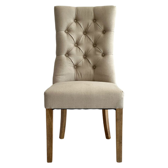 Diana Buttoned Hamptons Dining Chair Beige - OWFC0031B