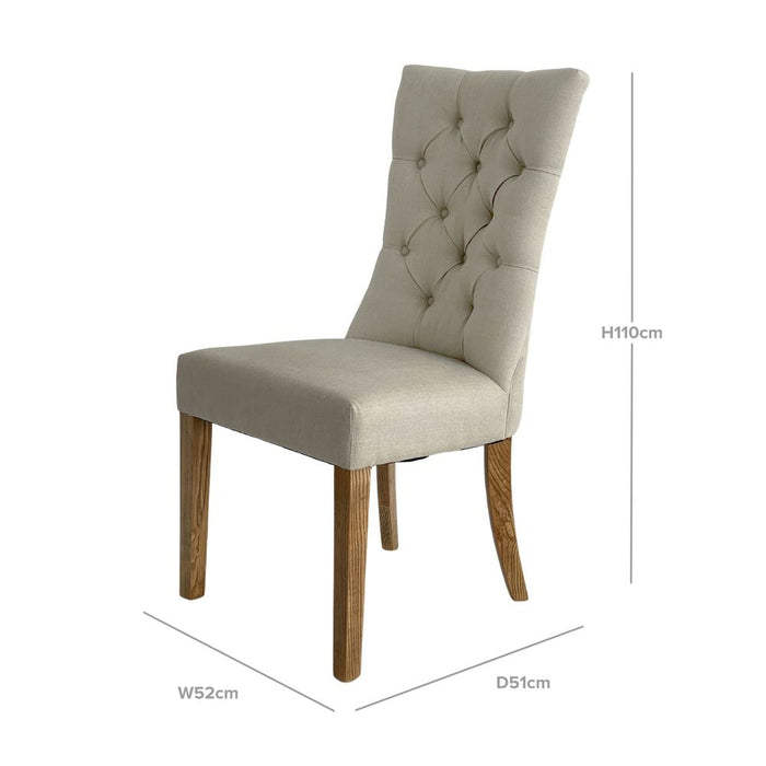 Diana Buttoned Hamptons Dining Chair Beige - OWFC0031B