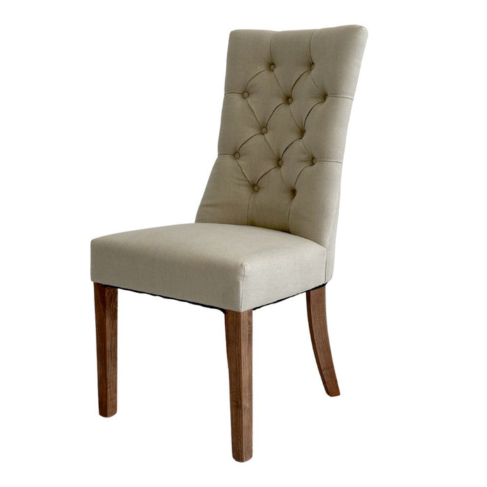 Diana Buttoned Hamptons Dining Chair Beige - OWFC0031B