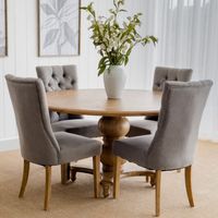 Diana Buttoned Hamptons Dining Chair Storm Grey - OWFC0031N