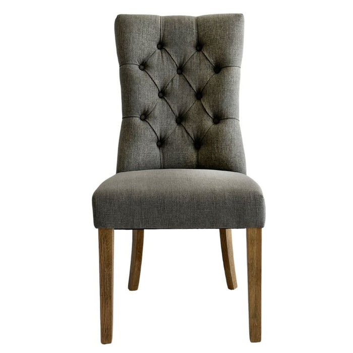 Diana Buttoned Hamptons Dining Chair Storm Grey - OWFC0031N