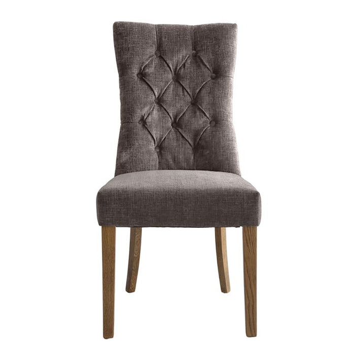 Diana Buttoned Hamptons Dining Chair Silver Grey - OWFC0031SG