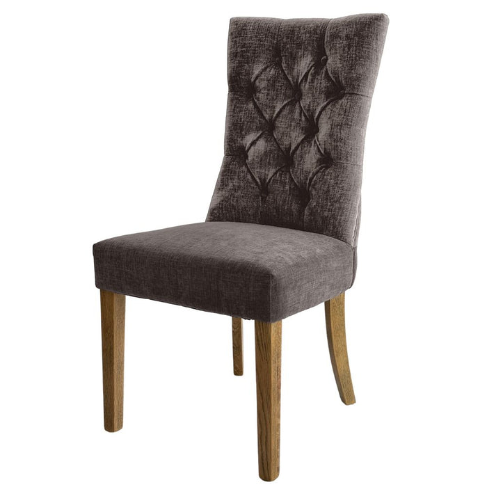 Diana Buttoned Hamptons Dining Chair Silver Grey - OWFC0031SG