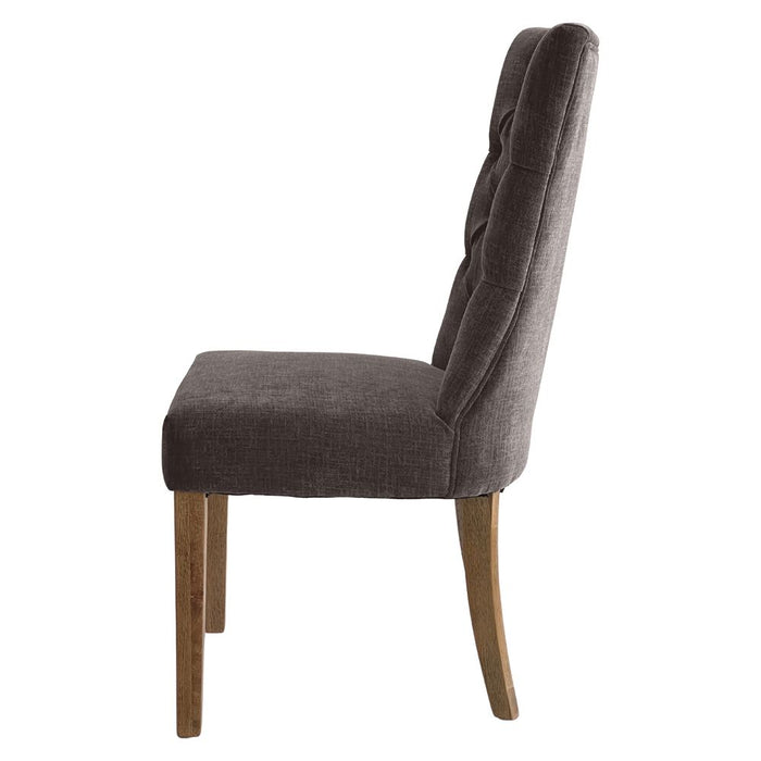 Diana Buttoned Hamptons Dining Chair Silver Grey - OWFC0031SG