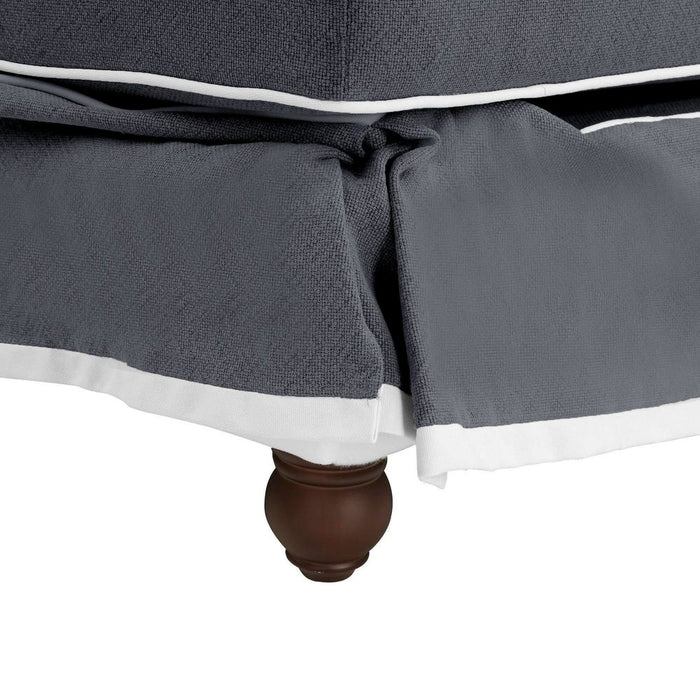 Noosa Hamptons Ottoman Slip Cover With White Piping & Grey - OWFL0107SB-C