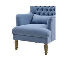 Bayside Hamptons Buttoned Armchair With Wooden Legs Blue - OWFL0236SB