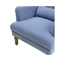 Bayside Hamptons Buttoned Armchair With Wooden Legs Blue - OWFL0236SB