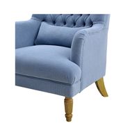 Bayside Hamptons Buttoned Armchair With Wooden Legs Blue - OWFL0236SB