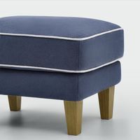 Bondi Hamptons Ottoman White Piping Navy - OWFL0251NV