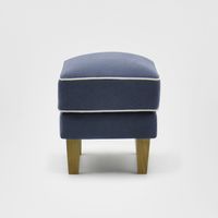Bondi Hamptons Ottoman White Piping Navy - OWFL0251NV