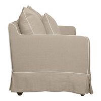 Noosa Hamptons 1.5 Seat Sofa Slip Cover With White Piping & Natural - OWFL0226N-1.5C