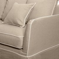 Noosa Hamptons 1.5 Seat Sofa Slip Cover With White Piping & Natural - OWFL0226N-1.5C