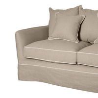 Noosa Hamptons 2 Seat Sofa Slip Cover With White Piping & Natural - OWFL0226N-2C