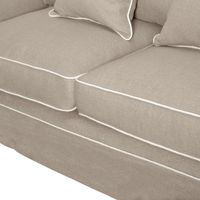 Noosa Hamptons 2 Seat Sofa Slip Cover With White Piping & Natural - OWFL0226N-2C