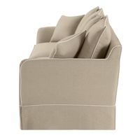 Noosa Hamptons 3 Seat Sofa Slip Cover With White Piping & Natural - OWFL0226N-3C