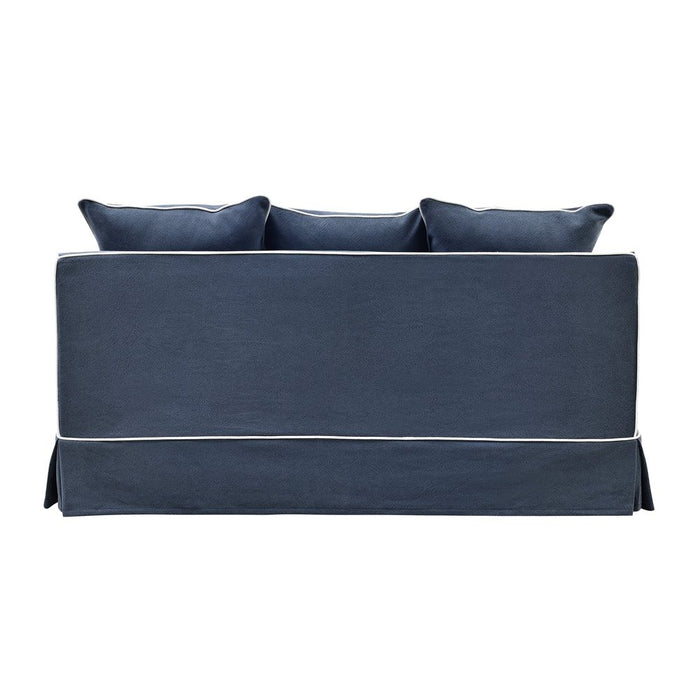 Noosa Hamptons 1.5 Seat Slip Cover With White Piping & Navy - OWFL0226NV-1.5C
