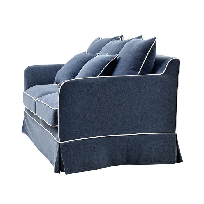 Noosa Hamptons 1.5 Seat Slip Cover With White Piping & Navy - OWFL0226NV-1.5C
