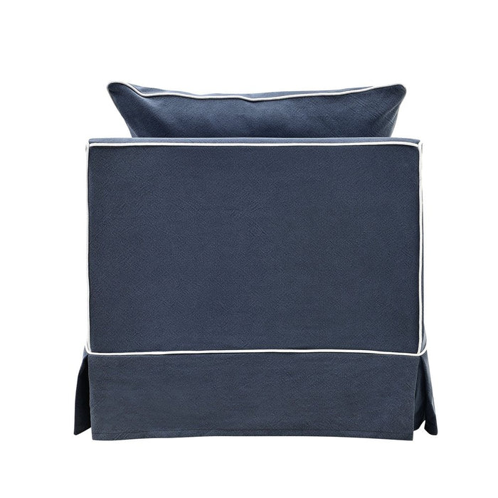 Noosa Hamptons Armchair Slip Cover With White Piping & Navy - OWFL0226NV-1C