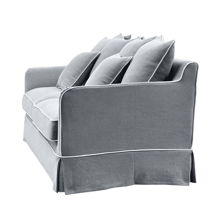 Noosa Hamptons 3 Seat Sofa Slip Cover With White Piping & Grey - OWFL0226SB-3C