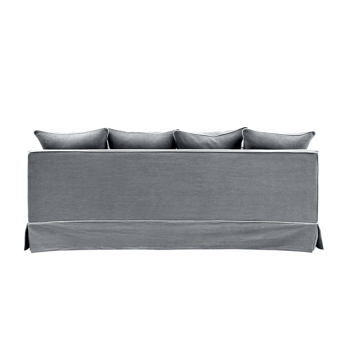 Noosa Hamptons 3 Seat Sofa Slip Cover With White Piping & Grey - OWFL0226SB-3C