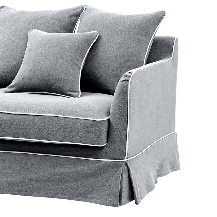 Noosa Hamptons 3 Seat Sofa Slip Cover With White Piping & Grey - OWFL0226SB-3C