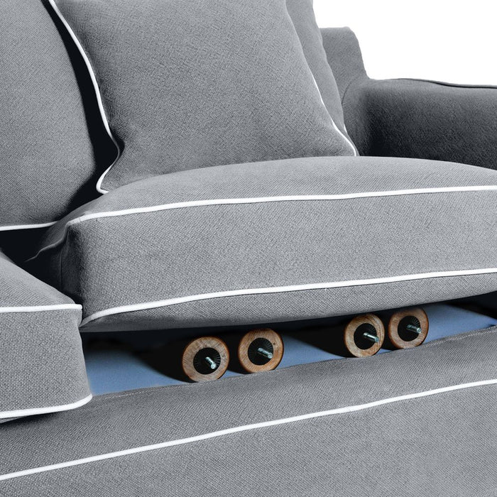 Noosa Hamptons 3 Seat Sofa Slip Cover With White Piping & Grey - OWFL0226SB-3C