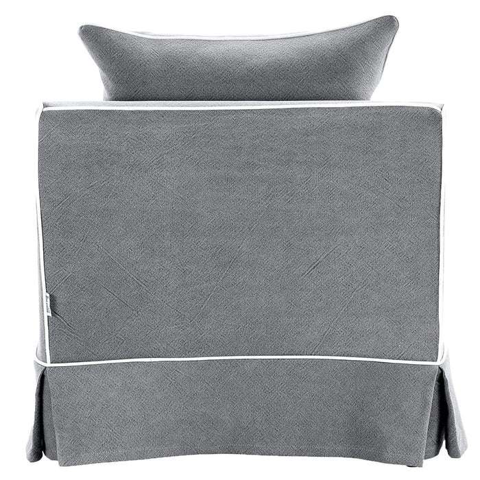 Noosa Hamptons Armchair Slip Cover With White Piping & Grey - OWFL0226SB-1C