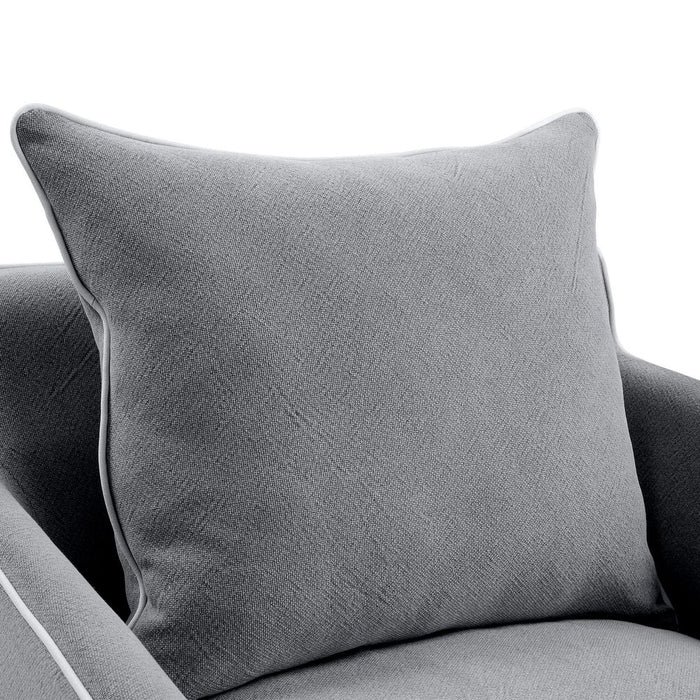 Noosa Hamptons Armchair Slip Cover With White Piping & Grey - OWFL0226SB-1C