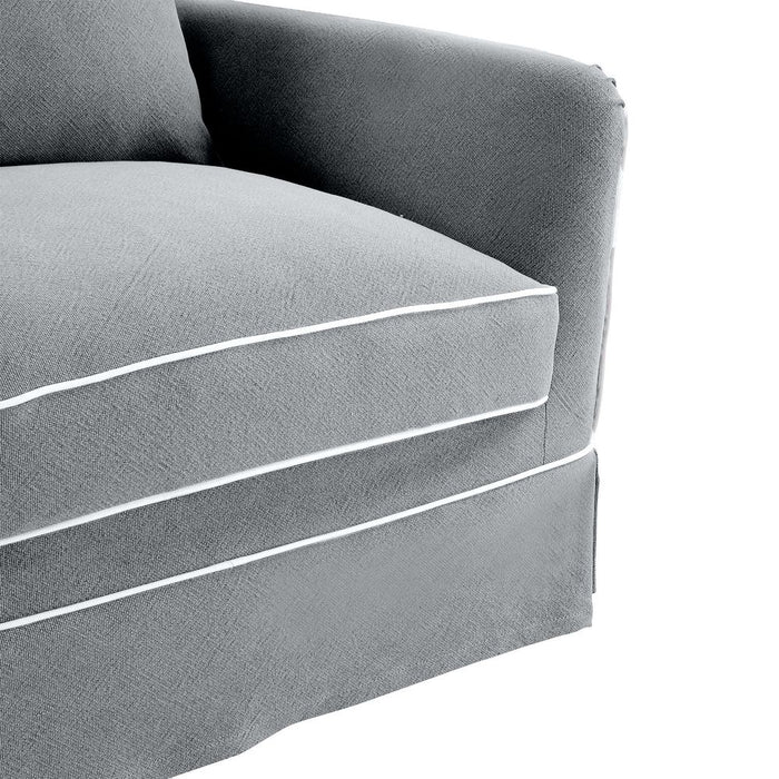 Noosa Hamptons Armchair Slip Cover With White Piping & Grey - OWFL0226SB-1C