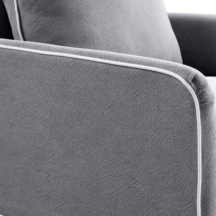 Noosa Hamptons Armchair Slip Cover With White Piping & Grey - OWFL0226SB-1C