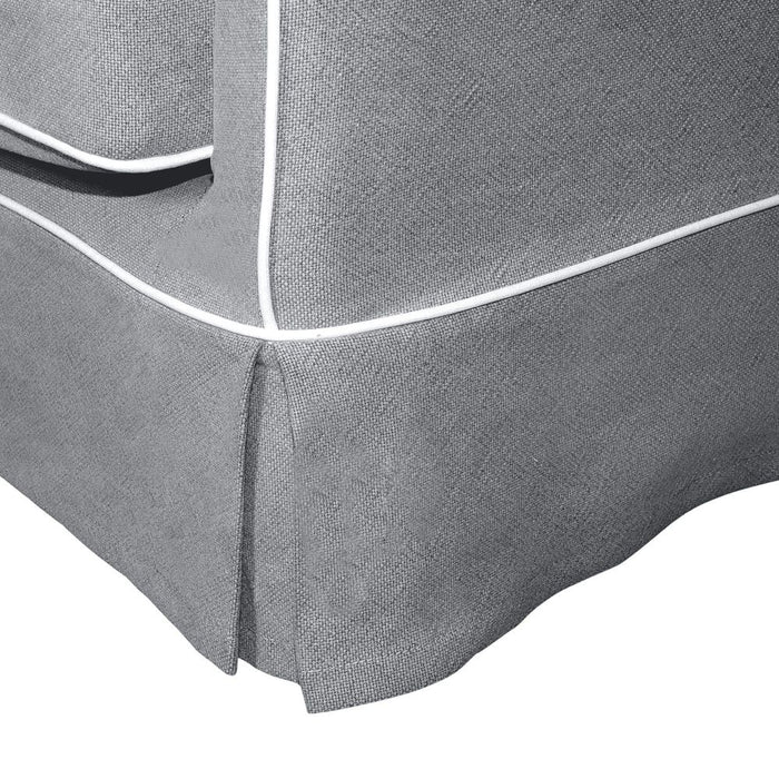 Noosa Hamptons 2 Seat Sofa Slip Cover With White Piping & Grey - OWFL0226SB-2C